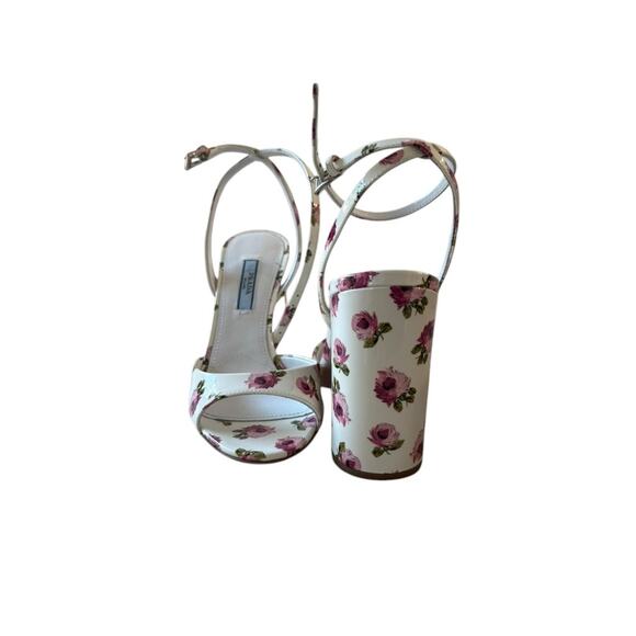 NWT Prada Floral Patent Leather Strappy Slingback Open Toe Heels | Size 36 - Picture 2 of 13
